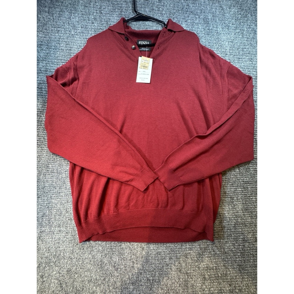 Men's Vintage Fenzia Solid Lightweight Crewneck Sweater, Large, Wine Color NWT